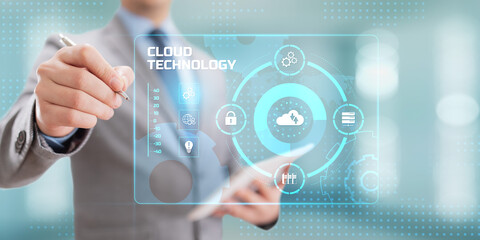 Cloud service computing data storage internet technology concept.
