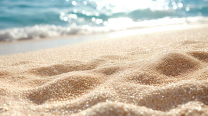 Fototapeta na wymiar Sun-Kissed Luxury: Closeup of a Dreamy Beach Carpet Scene