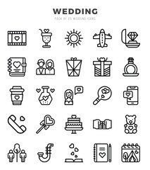 Wedding Icons bundle. Lineal style Icons. Vector illustration.