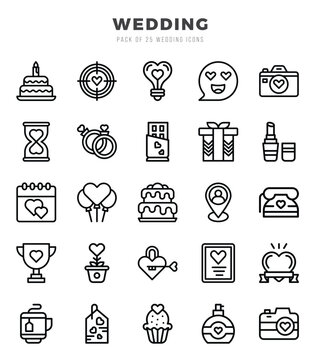 Wedding icons set. Vector illustration.