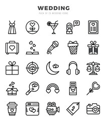 icons set. Wedding for web. app. vector illustration.
