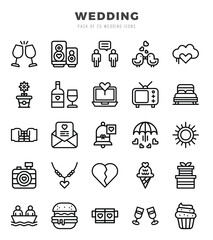 Set of Wedding icons in Lineal style. Lineal Icons symbol collection. - obrazy, fototapety, plakaty