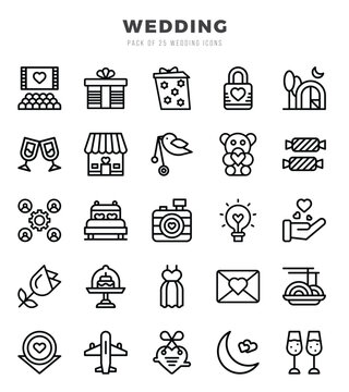 Wedding web icons in Lineal style.