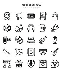 Wedding icons set. Vector illustration.