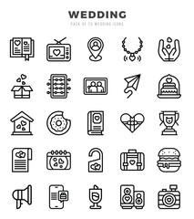 Set of Wedding Icons. Simple Lineal art style icons pack.