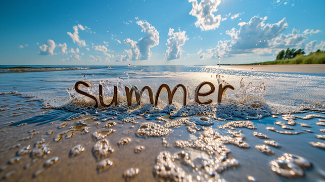  'Summer' emerges in elegant letters, inviting the warmth of the sun and the cool touch of the ocean breeze