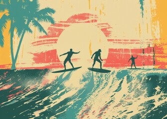 a poster invitation to a summer surfing music festival 