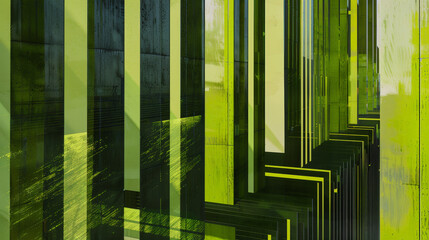 stripes of different green building an abstract landscape. Generative AI