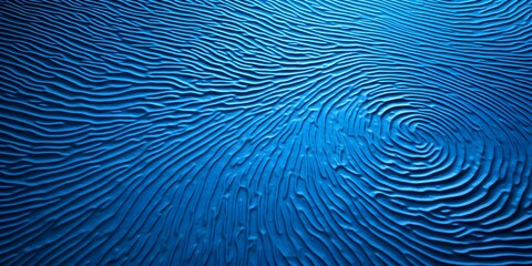 A Unique Fingerprint Captured in Close-up on a Bright Blue Surface. Concept Macro Photography, Close-up Images, Fingerprint Details, Bright Blue Background, Unique Perspectives