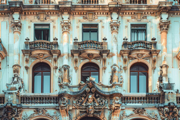Magnificent Renaissance palace facade with decorative balconies, arched windows, and sculpted reliefs.