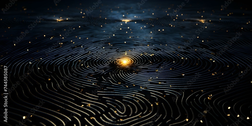 Aufkleber dark and glittering abstract background resembling a unique fingerprint pattern. concept dark and gl