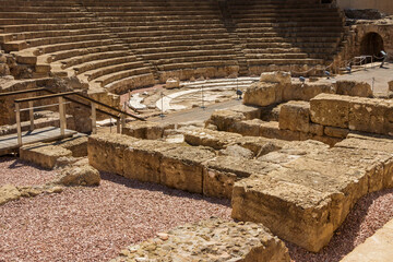 old ruins of Roman theatre in Malaga, Spain - 744585809