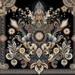 Golden baroque and flower pattern