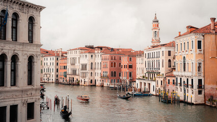 Venice crossroad with multiple gondolas