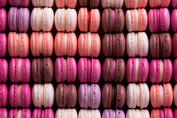 delicious vibrant pink macarons pattern, bakery, spring background