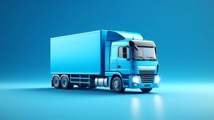 3D rendering of a blue truck on a dark background with lights, Generative AI illustrations.