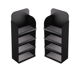 Black Gondola Display for Branding in Superstore, Empty Display Shelf Stand. #gondola #shelf #black