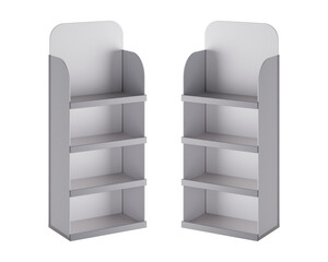 Gondola Display for Branding in Superstore, Blank White Display Shelf Stand.  gondola  shelf  mockup © MisalStudio