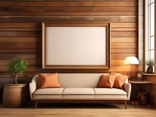 modern luxury elegant living room interior design sofa with picture frame mockup generative ai 