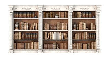 bookcase furniture Interior design concept furniture for living isolated on clear png background and transparent background, AI generative.	