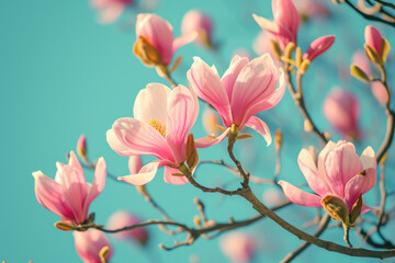 Close up of tree with pink flowers, perfect for nature backgrounds
