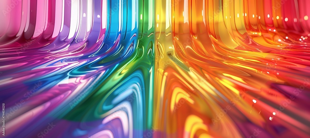 Poster abstract colorful rainbow wave. generative ai technology.
