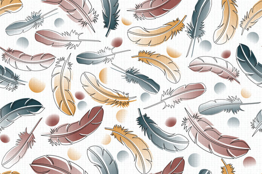seamless vector feathers suitable for fabric, background, wallpaper, wrapping, cover, etc.