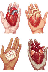 Four detailed images of human heart, perfect for educational purposes