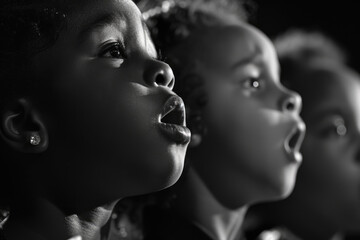 Group of children singing together, perfect for music or education concepts