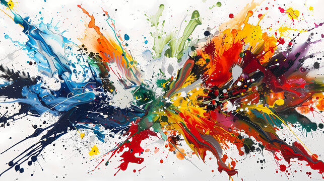 Colorful Abstract Paint Splatter on Canvas Background