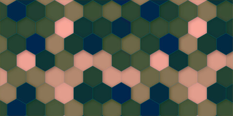 Retro geometric hexagon seamless pattern. 