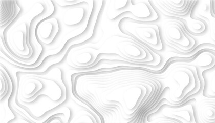 Abstract paper cut white background. Topographic canyon map light relief texture. White wave for artwork background, Wavy geometric papercut style.