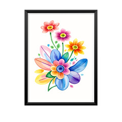 watercolor illustration, abstract flower vector design on white background, typography, illustration