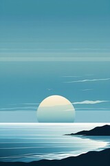 Abstract art of an ocean, minimalist style, vertical composition