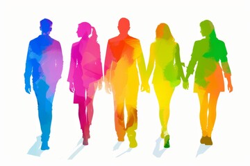 LGBTQ Pride shared objectives. Rainbow japanese carmine colorful binarisgender diversity Flag. Gradient motley colored public LGBT rights parade festival canary diverse gender illustration