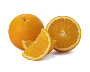 Ripe orange isolated on white background Clipping Path