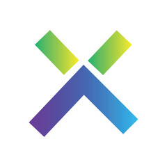 green blue x logo icon symbol vector 