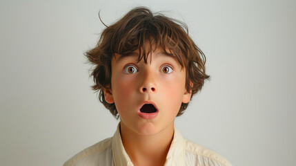 Genuine Amazement: Young Boy's Surprised Demeanor