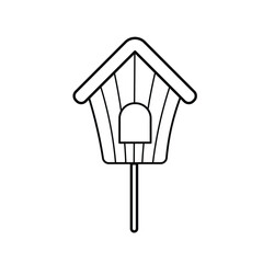 Birdhouse icon. Vector outline drawing.  