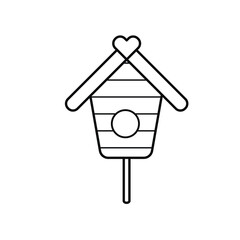 Birdhouse icon. Vector outline drawing.  