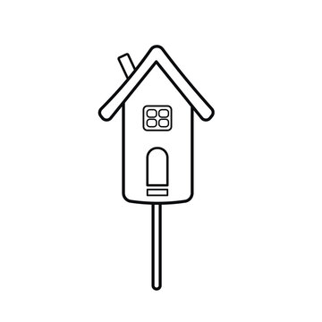 recommend clip art: Birdhouse icon. Vector outline drawing.  