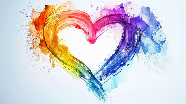 Colors of the rainbow creating a heart