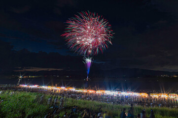 筑後川花火大会「合同早打」