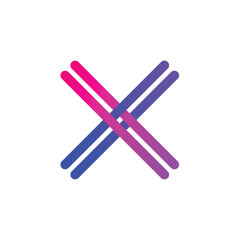 purple blue x logo icon symbol vector 