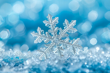 Frozen Elegance: Close-Up Snowflake Beauty
