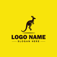 Kangaroo logo and icon symbol clean flat modern minimalist logo design editable vector