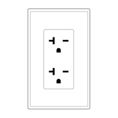 Double US Electric Power Wall Outlet 20A concept icon in thin line style
