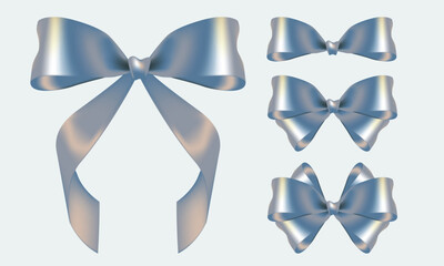 A Set of Blue and Silver Coquette Bows Vector