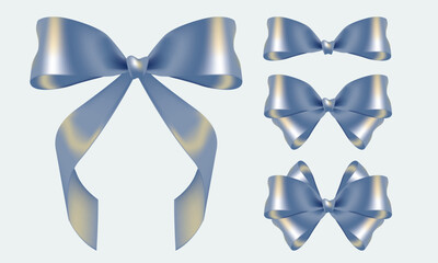 A Set of Blue and Yellow Coquette Bows Vector