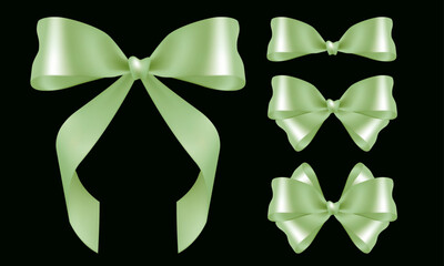 A Set of  Green Coquette Bows Vector